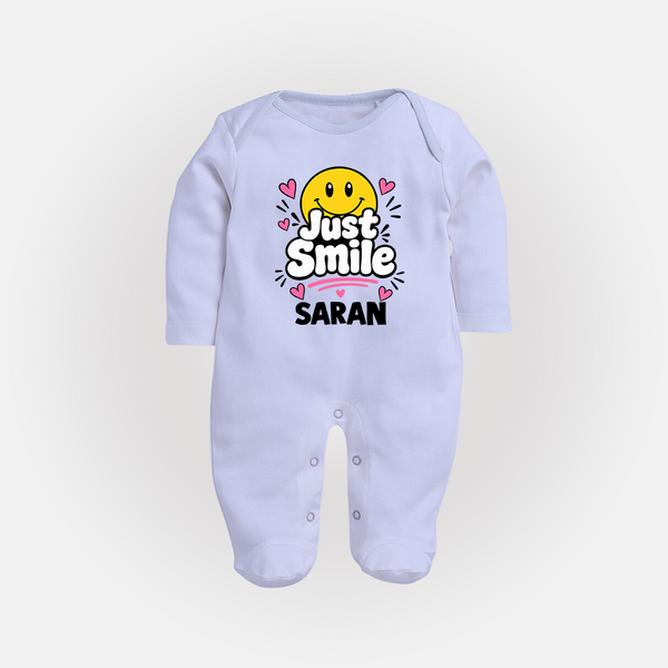 Just Smile Personalized Full Body Suit - BABY BLUE - New Born (Chest 7.5")