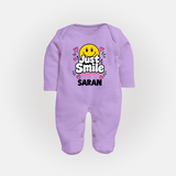 Just Smile Personalized Full Body Suit - LILAC - New Born (Chest 7.5")