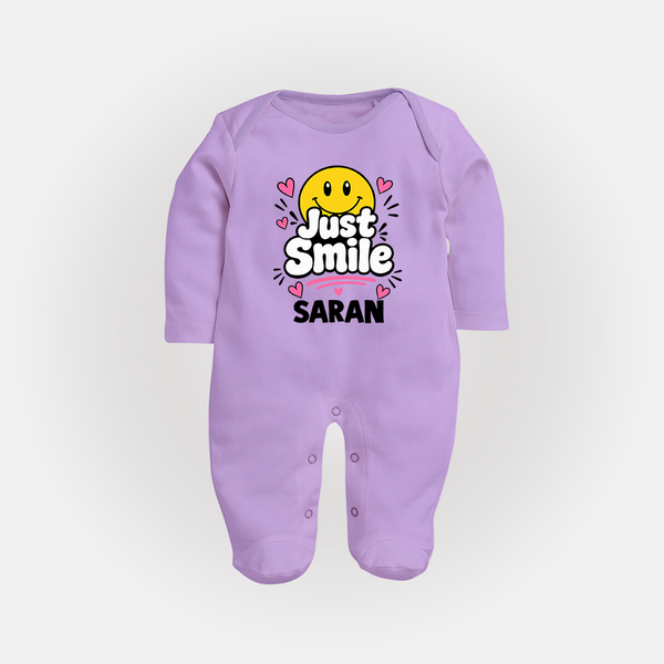 Just Smile Personalized Full Body Suit - LILAC - New Born (Chest 7.5")
