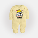 Just Smile Personalized Full Body Suit - PASTEL YELLOW - New Born (Chest 7.5")