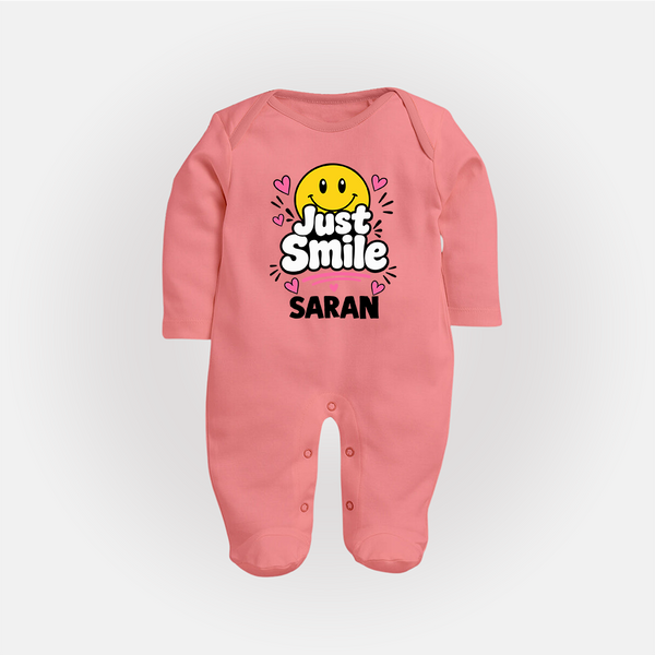Just Smile Personalized Full Body Suit - PEACH - New Born (Chest 7.5")