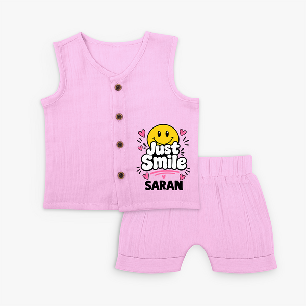 Just Smile Personalized Jabla Set - BABY PINK - 0 - 3 Months Old (Chest 9.8")