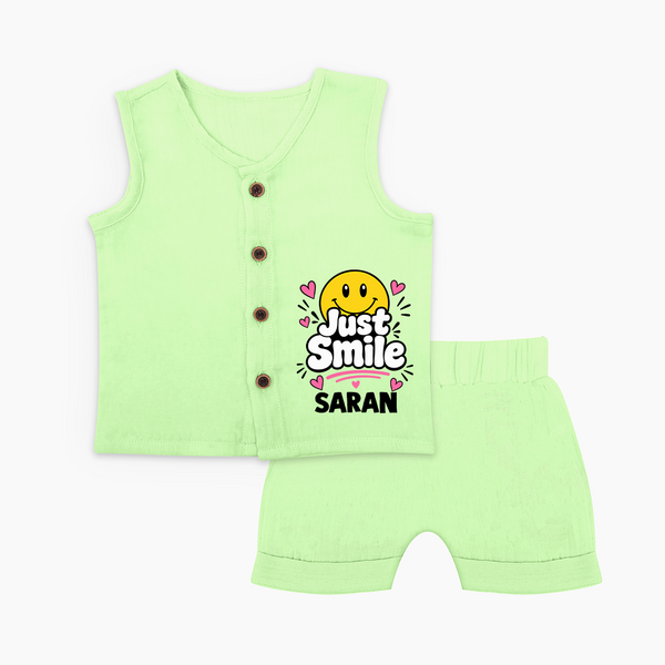 Just Smile Personalized Jabla Set - PASTEL GREEN - 0 - 3 Months Old (Chest 9.8")