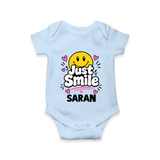 Just Smile Personalized Romper - BABY BLUE - New Born (Chest 14")