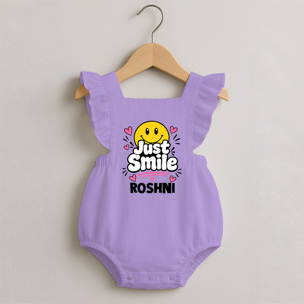 Just Smile Personalized Romper Frock - LILAC - 0 - 3 Months Old (Chest 19")