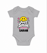 Just Smile Personalized Romper - GREY - New Born (Chest 14")