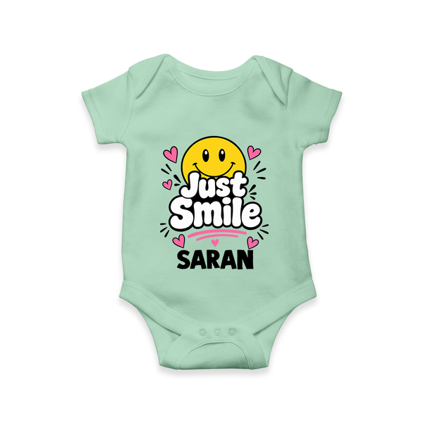 Just Smile Personalized Romper - MINT GREEN - New Born (Chest 14")