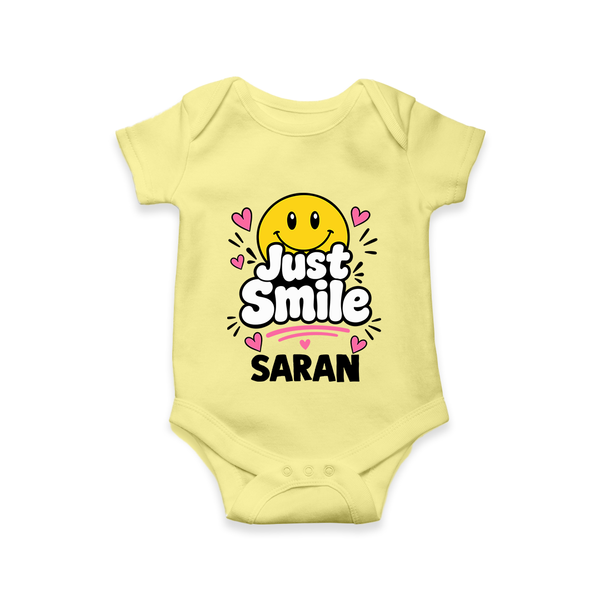 Just Smile Personalized Romper - PASTEL YELLOW - New Born (Chest 14")