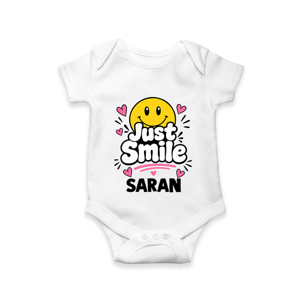 Just Smile Personalized Romper - WHITE - New Born (Chest 14")