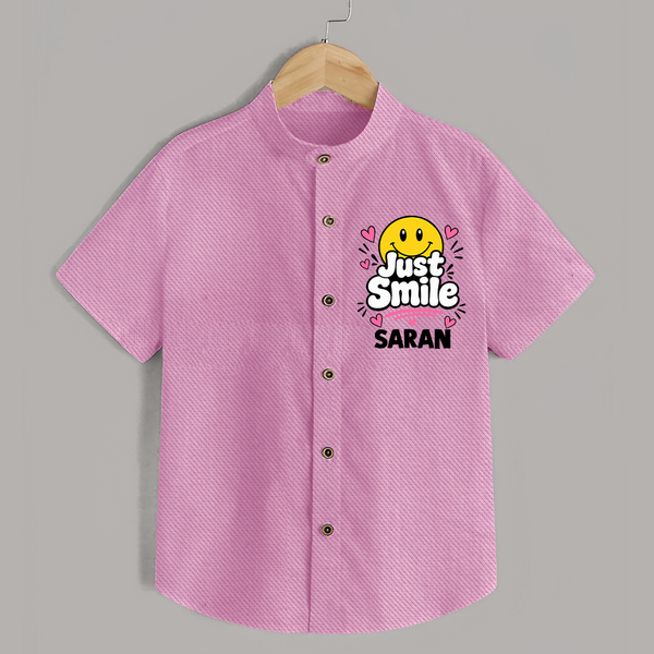 Just Smile Personalized Shirt - BABY PINK - 0 - 6 Months Old (Chest 23")