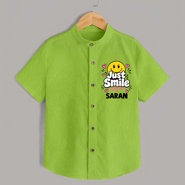 Just Smile Personalized Shirt - LIME GREEN - 0 - 6 Months Old (Chest 23")
