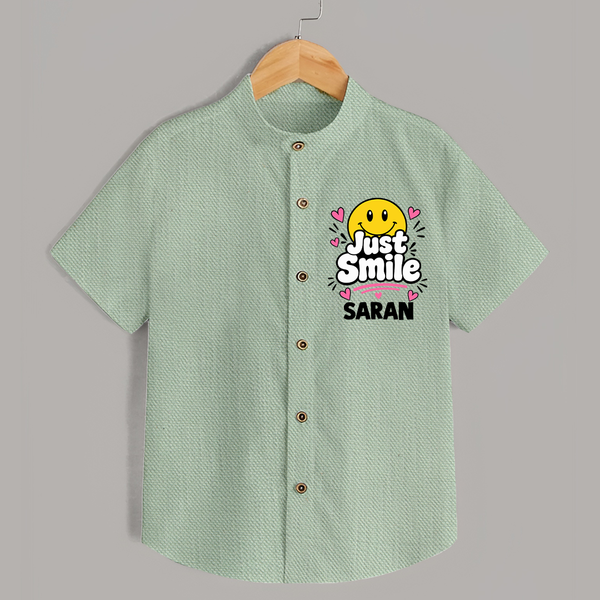 Just Smile Personalized Shirt - MINT GREEN - 0 - 6 Months Old (Chest 23")