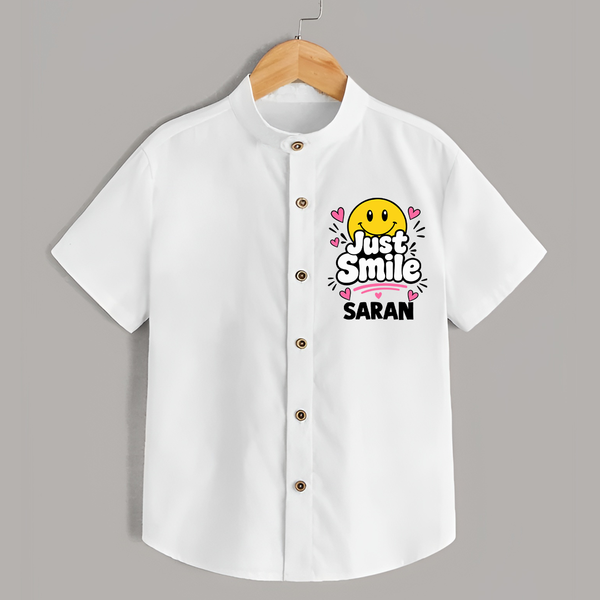 Just Smile Personalized Shirt - WHITE - 0 - 6 Months Old (Chest 23")
