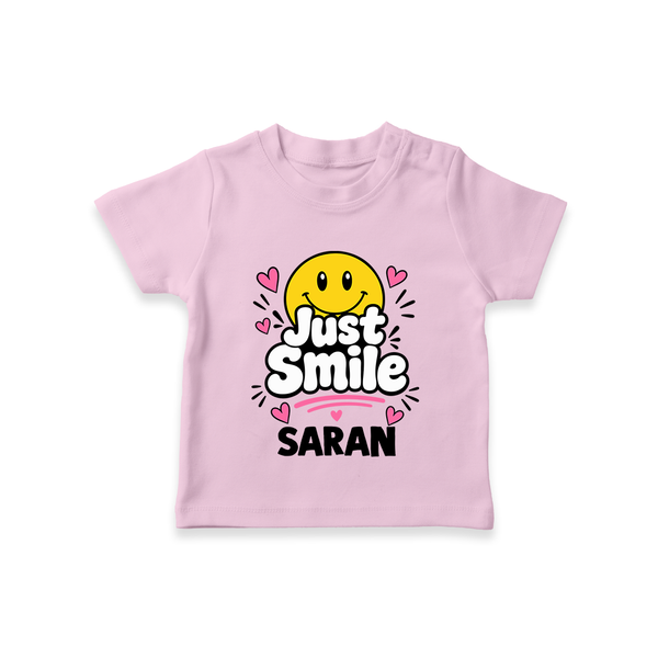 Just Smile Personalized TShirt - BABY PINK - 0-5 Months Old (Chest 17")