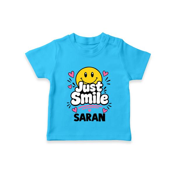 Just Smile Personalized TShirt - SKY BLUE - 0-5 Months Old (Chest 17")