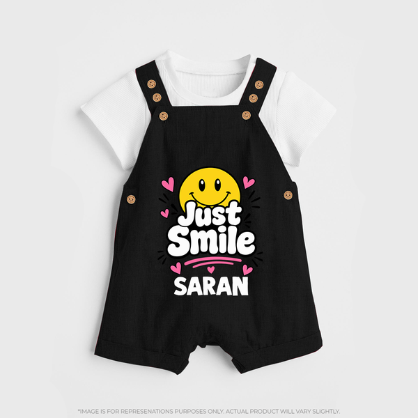 Just Smile Personalized Dungaree - BLACK - 0 - 5 Months Old (Chest 18")