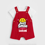 Just Smile Personalized Dungaree - RED - 0 - 5 Months Old (Chest 18")