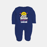 Just Smile Personalized Full Body Suit - NAVY BLUE - New Born (Chest 7.5")