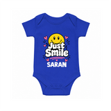Just Smile Personalized Romper - COBALT BLUE - New Born (Chest 14")