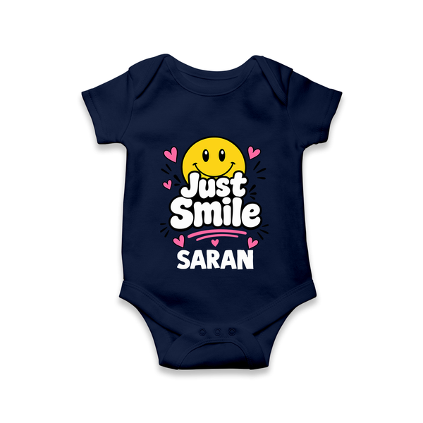 Just Smile Personalized Romper - NAVY BLUE - New Born (Chest 14")