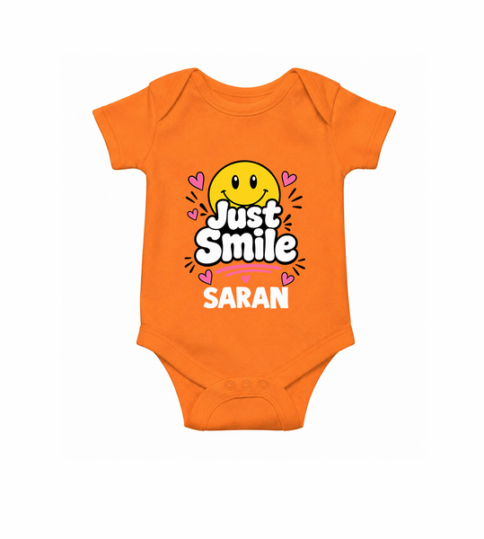 Just Smile Personalized Romper - ORANGE - New Born (Chest 14")