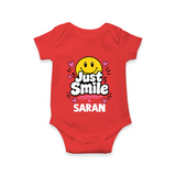 Just Smile Personalized Romper - RED - New Born (Chest 14")