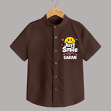 Just Smile Personalized Shirt - CHOCOLATE BROWN - 0 - 6 Months Old (Chest 23")