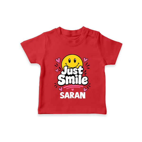 Just Smile Personalized TShirt - RED - 0-5 Months Old (Chest 17")