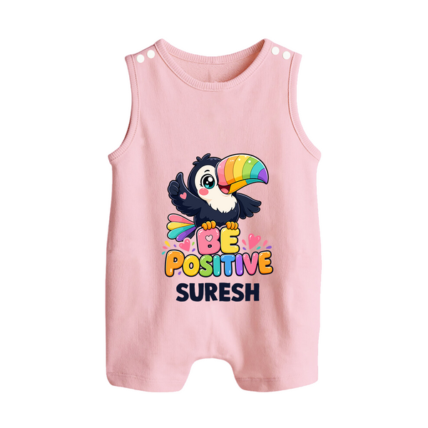 Be Positive Personalized Button Romper - BABY PINK - New Born (Chest 18")