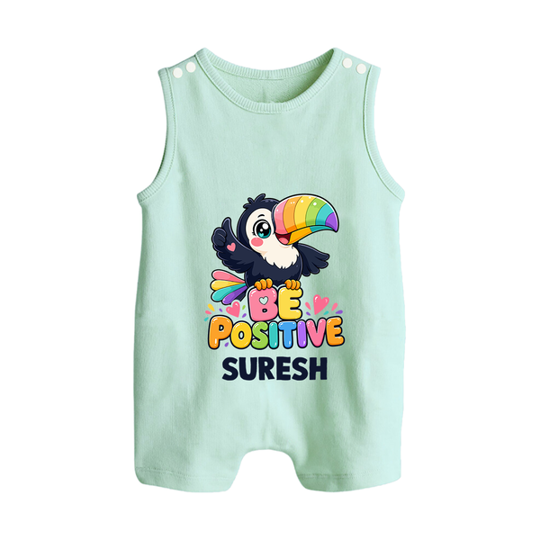 Be Positive Personalized Button Romper - MINT GREEN - New Born (Chest 18")