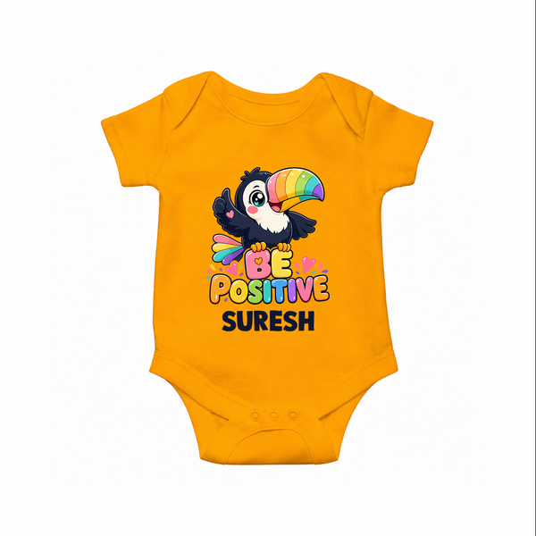 Be Positive Personalized Romper - CHROME YELLOW - New Born (Chest 14")