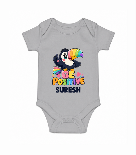 Be Positive Personalized Romper - GREY - New Born (Chest 14")