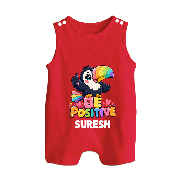 Be Positive Personalized Button Romper - RED - New Born (Chest 18")