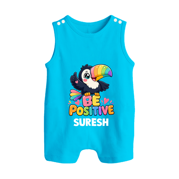 Be Positive Personalized Button Romper - SKY BLUE - New Born (Chest 18")