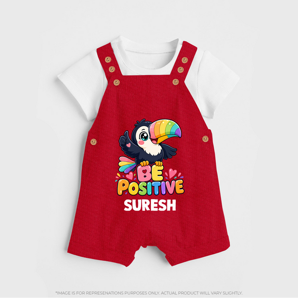 Be Positive Personalized Dungaree - RED - 0 - 5 Months Old (Chest 18")
