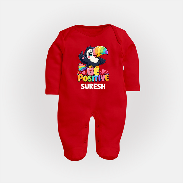 Be Positive Personalized Full Body Suit - RED - New Born (Chest 7.5")