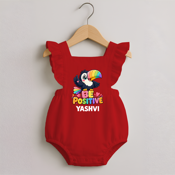 Be Positive Personalized Romper Frock - RED - 0 - 3 Months Old (Chest 19")