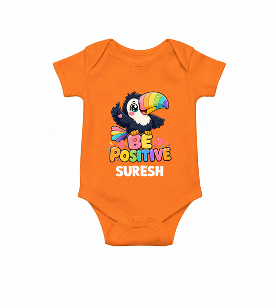 Be Positive Personalized Romper - ORANGE - New Born (Chest 14")