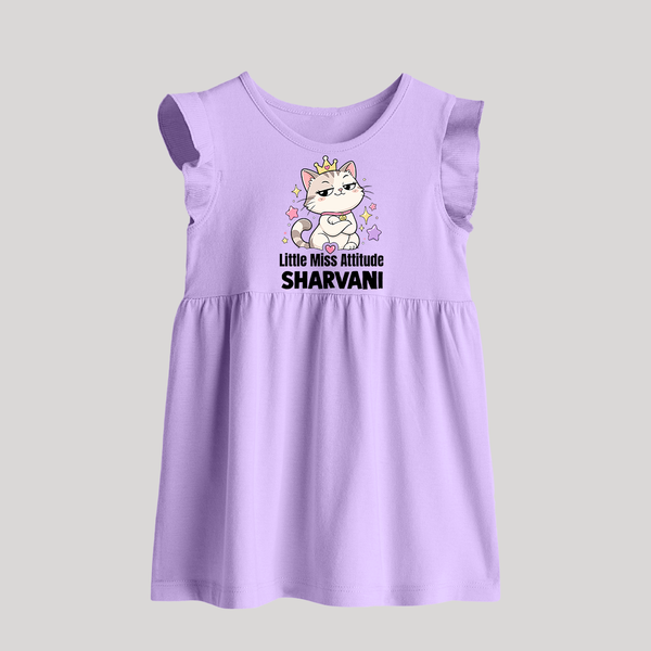 Little Miss Attitude Personalized Baby Frock - LILAC - 0 - 3 Months Old (Chest 17")