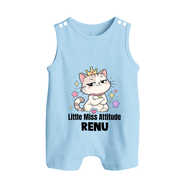 Little Miss Attitude Personalized Button Romper - BABY BLUE - New Born (Chest 18")