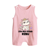 Little Miss Attitude Personalized Button Romper - BABY PINK - New Born (Chest 18")