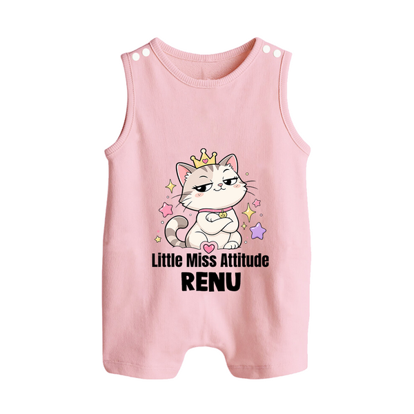Little Miss Attitude Personalized Button Romper - BABY PINK - New Born (Chest 18")