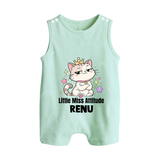 Little Miss Attitude Personalized Button Romper - MINT GREEN - New Born (Chest 18")