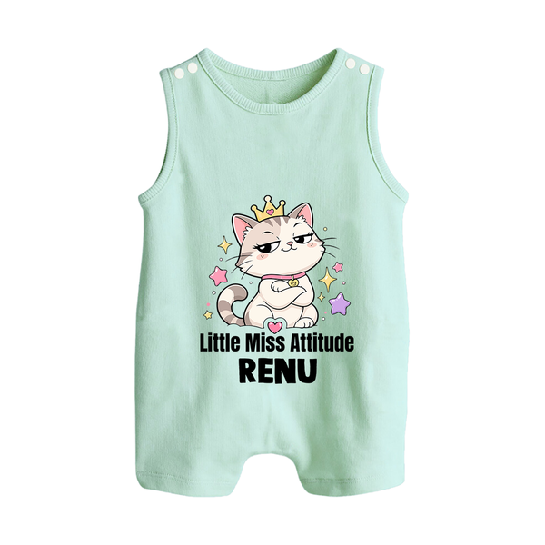 Little Miss Attitude Personalized Button Romper - MINT GREEN - New Born (Chest 18")