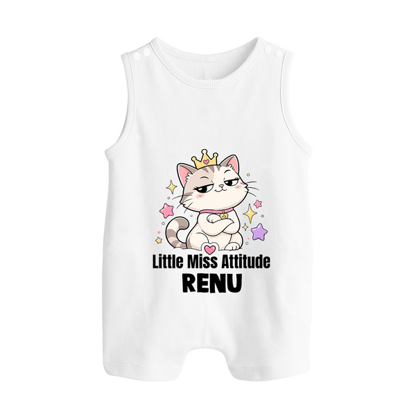 Little Miss Attitude Personalized Button Romper - WHITE - New Born (Chest 18")