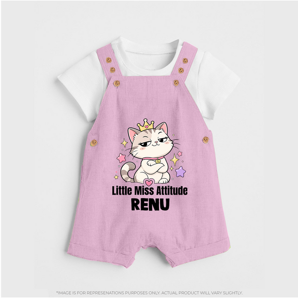 Little Miss Attitude Personalized Dungaree - BABY PINK - 0 - 5 Months Old (Chest 18")