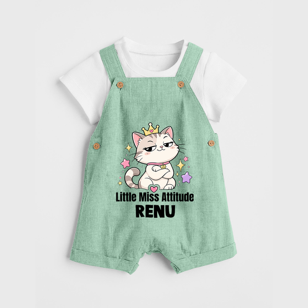 Little Miss Attitude Personalized Dungaree - MINT GREEN - 0 - 5 Months Old (Chest 18")