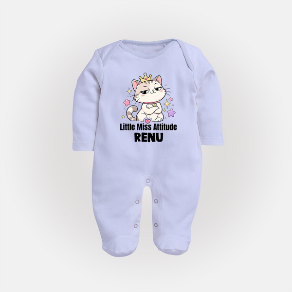 Little Miss Attitude Personalized Full Body Suit - BABY BLUE - New Born (Chest 7.5")