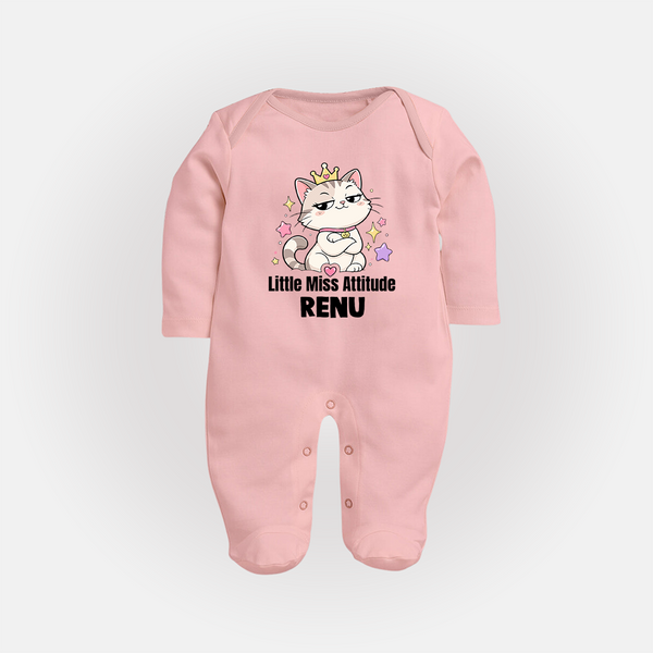 Little Miss Attitude Personalized Full Body Suit - BABY PINK - New Born (Chest 7.5")