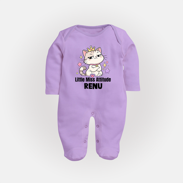 Little Miss Attitude Personalized Full Body Suit - LILAC - New Born (Chest 7.5")